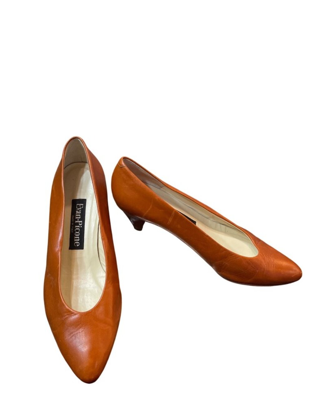 Evan Picone wms orange slip on kitten heels 2" formal shoes SKU 10-411